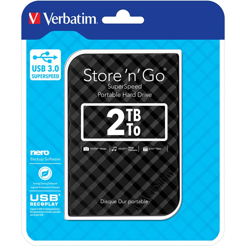 VERBATIM STORENGO USB 30 PORTABLE HARD DRIVE 2TB BLACK