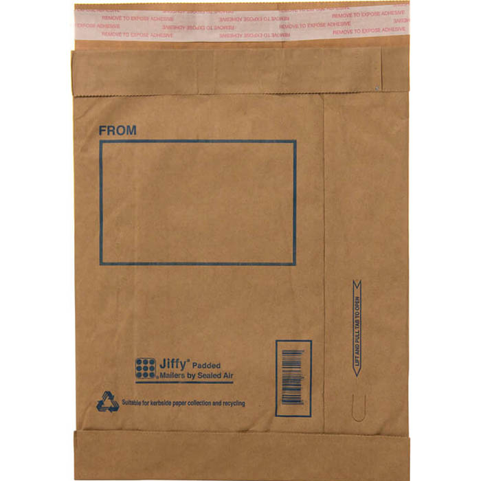JIFFY PADDED MAILER BAG 150 X 225MM SIZE 1 KRAFT PACK 10