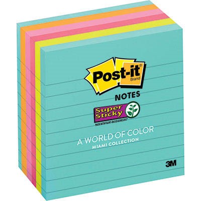 POSTIT 6756SSMIA SUPER STICKY NOTES 101 X 101MM SUPERNOVA NEONS PACK 6