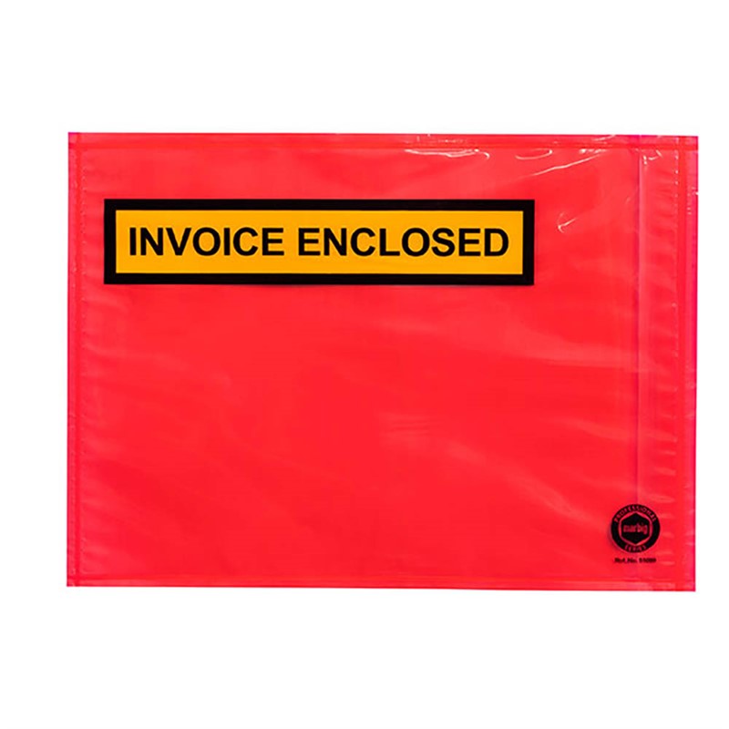 MARBIG PROFESSIONAL PACKAGING ENVELOPE INVOICE ENCLOSED ENVELOPE 230 X 165MM RED BOX 500