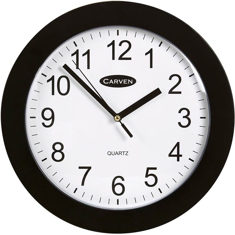 CARVEN CLASSIC WALL CLOCK 250MM BLACK FRAME