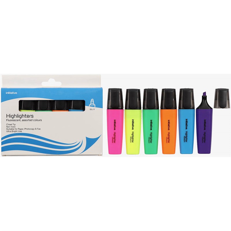 INITIATIVE HIGHLIGHTER CHISEL ASSORTED WALLET 6