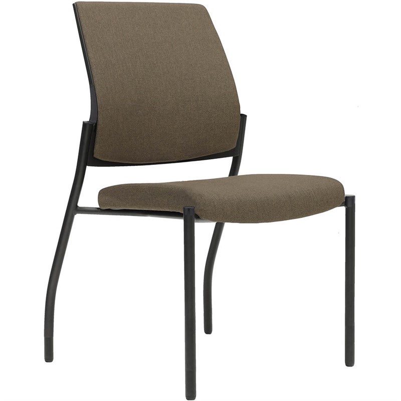 URBIN 4 LEG CHAIR GLIDES BLACK FRAME CHOCOLATE SEAT AND INNER BACK