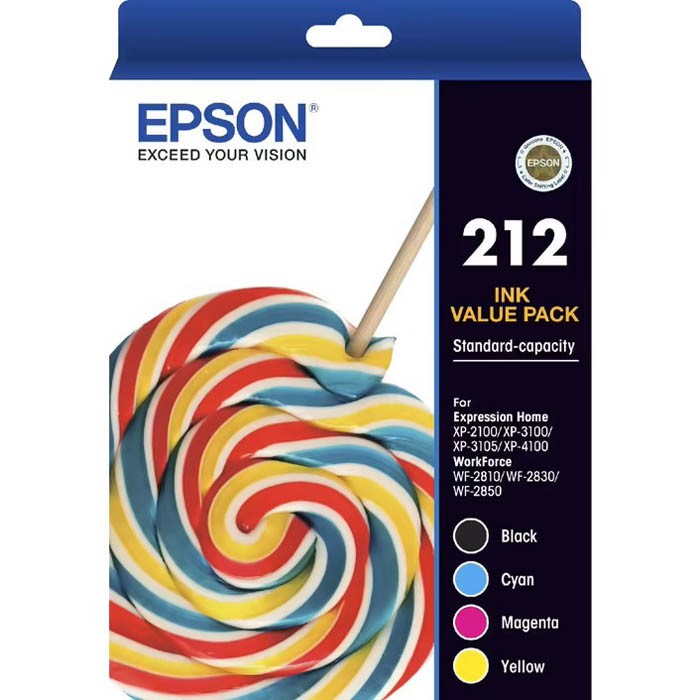 EPSON 212 INK CARTRIDGE VALUE PACK BLACKCYANMAGENTAYELLOW