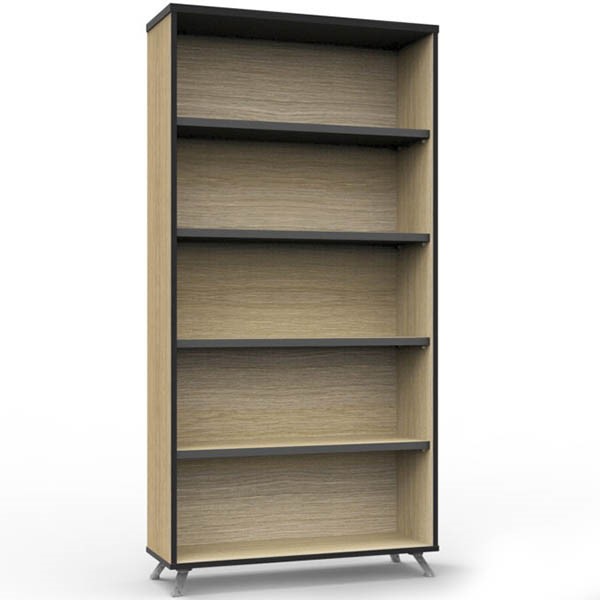 RAPID INFINITY DELUXE BOOKCASE 1800 X 900 X 315MM NATURAL OAK LAMINATE BLACK EDGING
