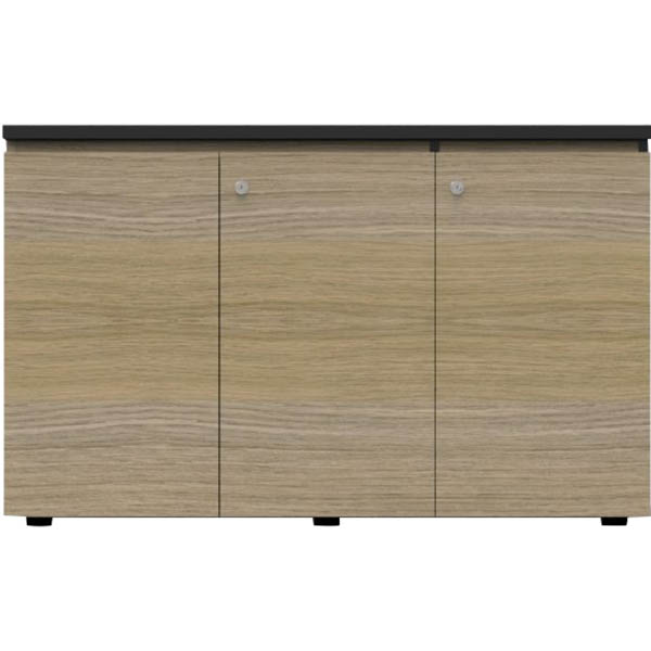 RAPID INFINITY DELUXE 3 SWING DOOR CUPBOARD 1200 X 450 X 730MM NATURAL OAK LAMINATE BLACK RIGID EDGING