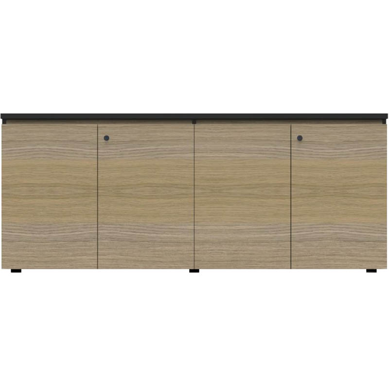 RAPID INFINITY DELUXE 4 SWING DOOR CUPBOARD 1800 X 450 X 730MM NATURAL OAK LAMINATE BLACK RIGID EDGING