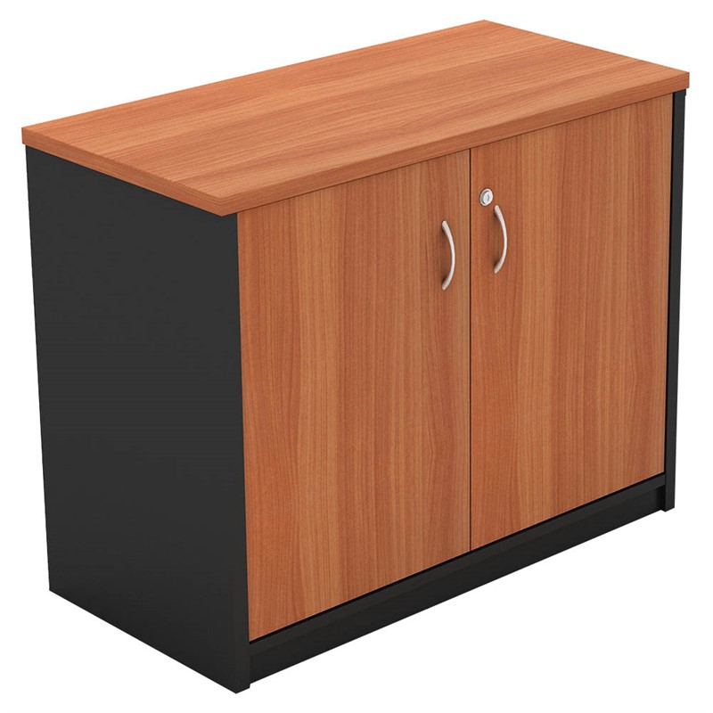 OM STATIONERY CUPBOARD LOCKABLE 900 X 450 X 720MM CHERRYCHARCOAL