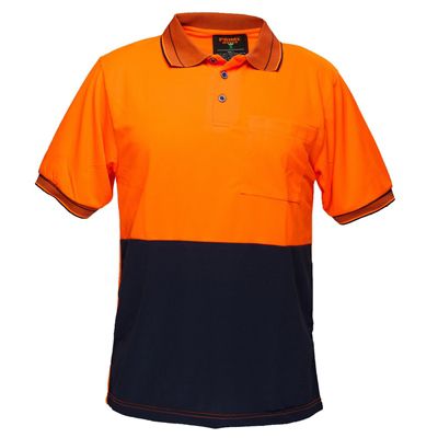 PORTWEST MP110 TWO TONED MICRO MESH POLO SHIRT ORANGE NAVY 5XL