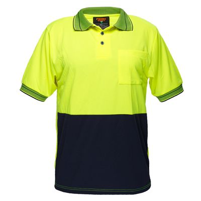 PORTWEST MP110 TWO TONED MICRO MESH POLO SHIRT YELLOW NAVY 3XL