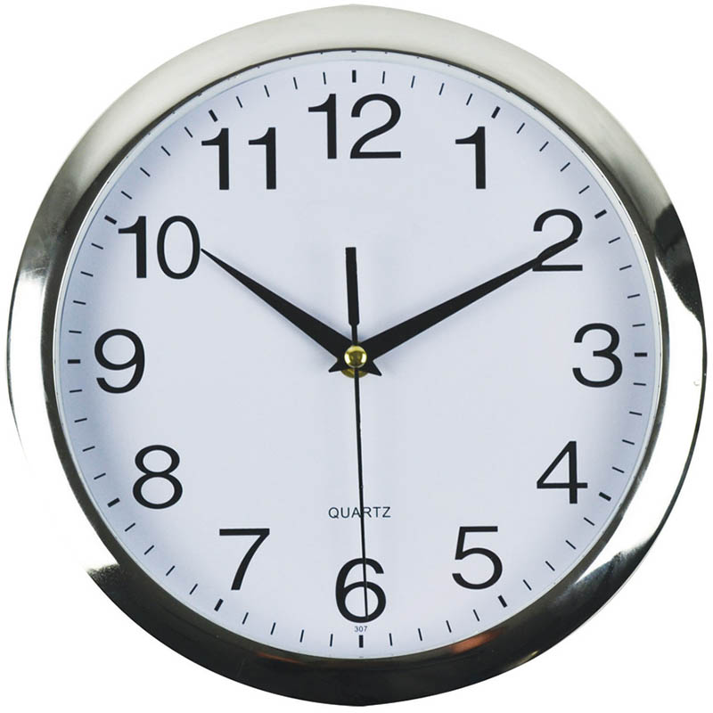ITALPLAST WALL CLOCK 260MM WHITE  CHROME