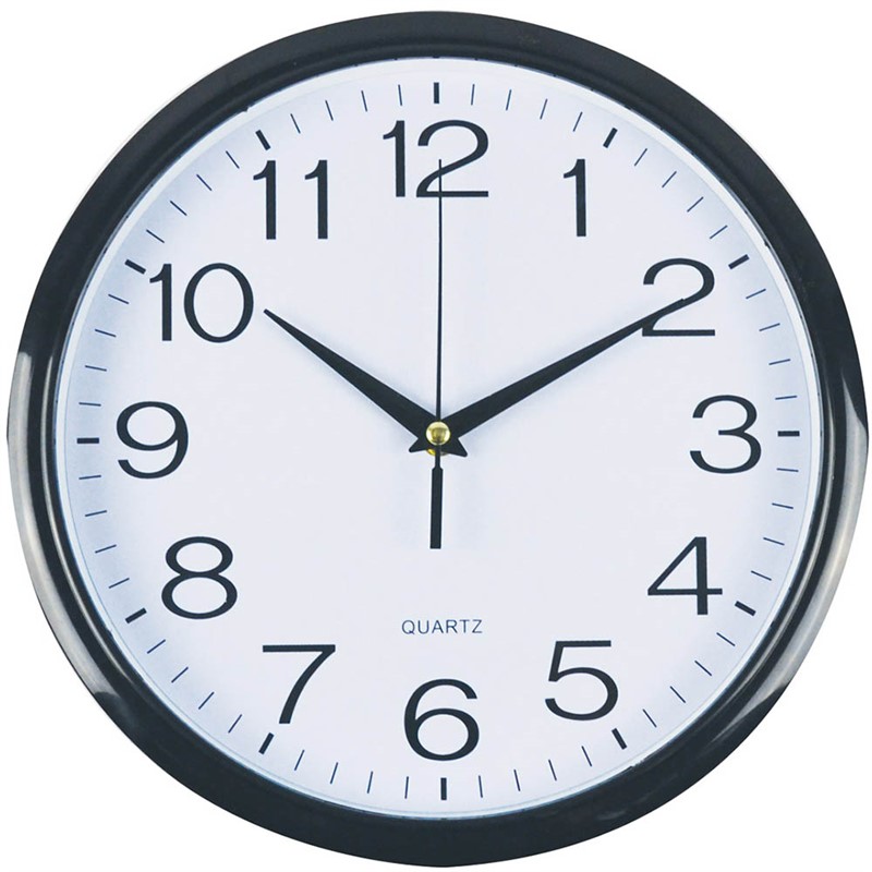 ITALPLAST WALL CLOCK 300MM GLASS WHITE  BLACK