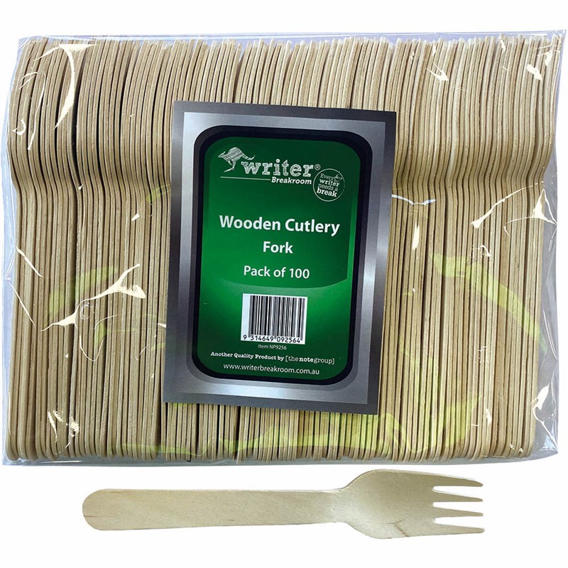 WRITER BREAKROOM ECO WOODEN CUTLERY FORK 160MM NATURAL PACK 100