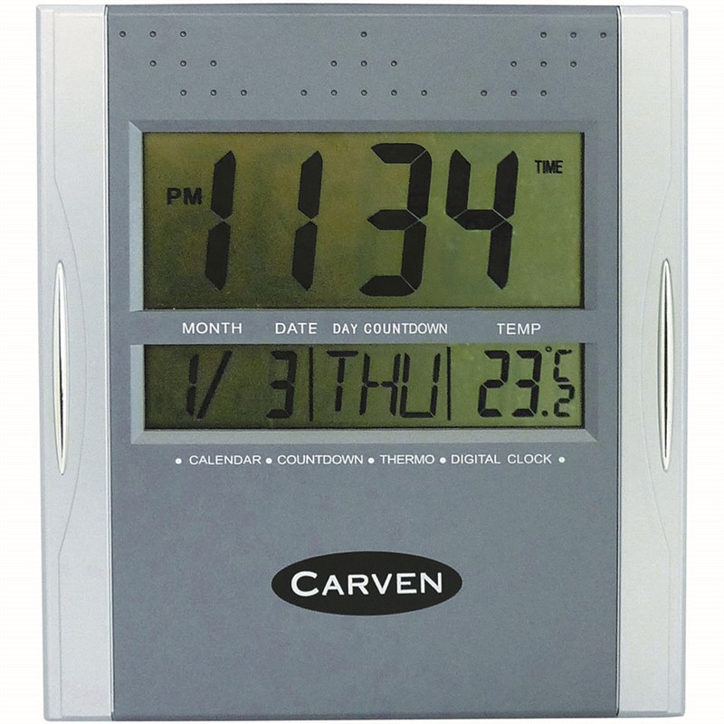 CARVEN DIGITAL CLOCK 210MM SILVER
