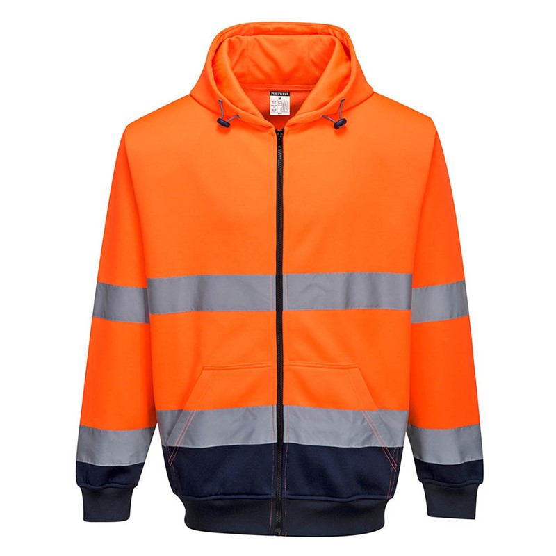 PORTWEST HIGH VISIBILITY ZIPPED HOODY TWOTONE XXL ORANGE NAVY
