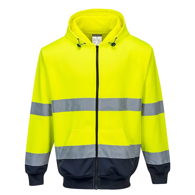 PORTWEST HIGH VISIBILITY ZIPPED HOODY TWOTONE XXL YELLOW NAVY