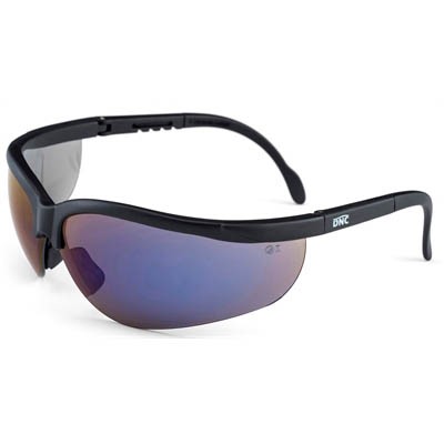 DNC SAFETY GLASSES HURRICANE SMOKEFULL BLUE MIRROR LENS COLOUR AND COATING