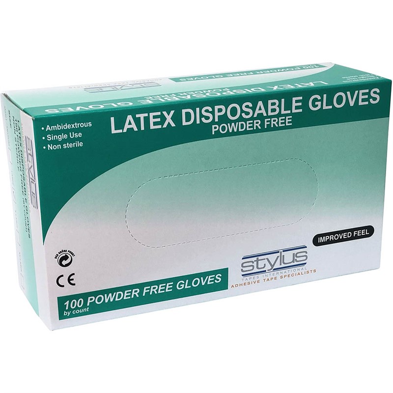 STYLUS LATEX POWDERFREE DISPOSABLE GLOVES EXTRA LARGE NATURAL PACK 100