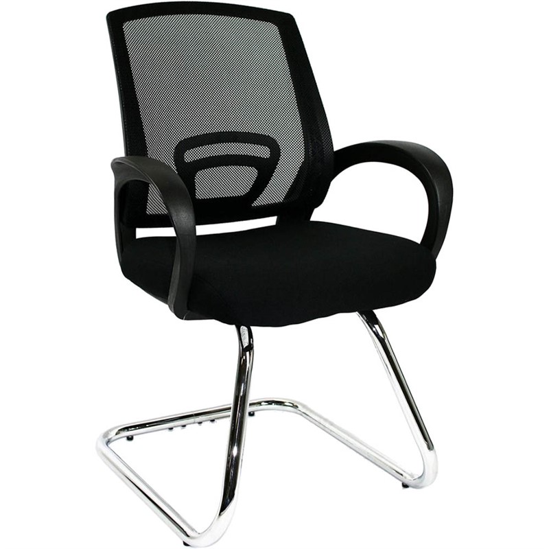 SYLEX TRICE VISITOR CHAIR CANTILEVER BASE MEDIUM BACK ARMS MESH BLACK WITH BLACK SEAT