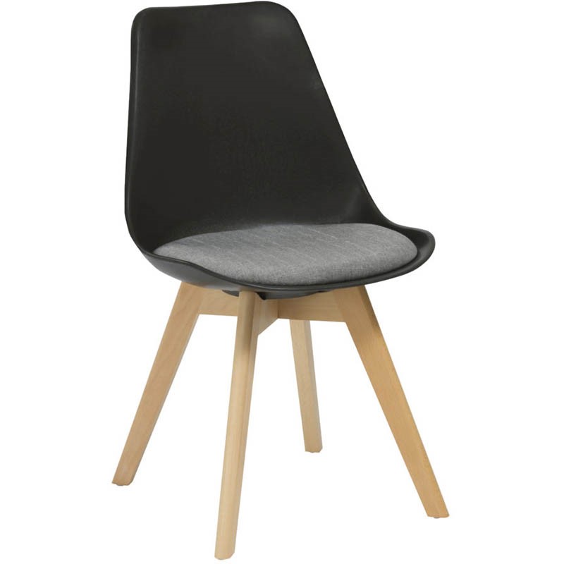 RAPIDLINE VIRGO BREAK OUT CHAIR OAK COLOURED TIMBER LEG WITH POLYPROPYLENE SHELL SEAT BLACKGREY