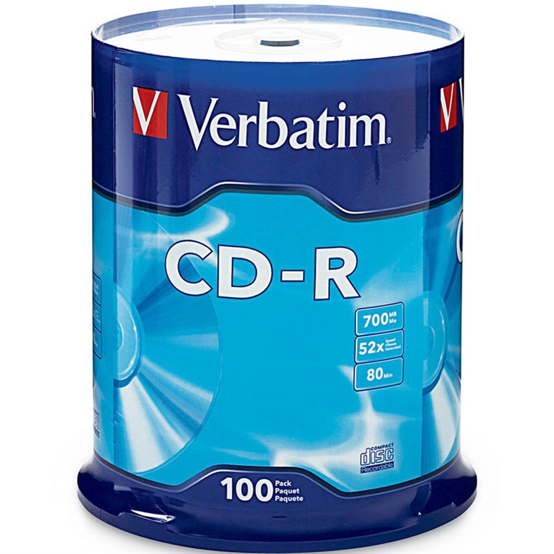 VERBATIM CDR 700MB 52X SPINDLE SILVER PACK 100