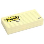 POSTIT 6306PK LINED NOTES 76 X 76MM CANARY YELLOW PACK 6