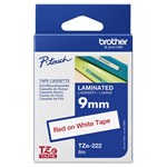 BROTHER TZE222 LAMINATED LABELLING TAPE 9MM RED ON WHITE