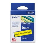BROTHER TZE611 LAMINATED LABELLING TAPE 6MM BLACK ON YELLOW
