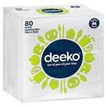 DEEKO SERVIETTES NAPKIN 1 PLY WHITE PACK 80