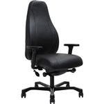 SERATI HIGH BACK CHAIR PROCONTROL SYNCHRO ADJUSTABLE ARMREST BLACK ALUMINIUM BASE FOOTPLATES NEO BLACK LEATHER