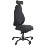 SERATI HIGH BACK CHAIR PROCONTROL SYNCHRO 2D HEADREST BLACK ALUMINIUM BASE FOOTPLATES GABRIEL FIGHTER BLACK FABRIC