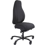 SERATI HIGH BACK CHAIR PROCONTROL SYNCHRO BLACK ALUMINIUM BASE FOOTPLATES GABRIEL FIGHTER BLACK FABRIC