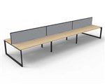 RAPID INFINITY DELUXE 6 PERSON LOOP LEG DOUBLE SIDED WORKSTATION 1500 X 750 X 730MM GREY SCREEN  NATURAL OAK SCALLOP TOP  BLACK FRAME