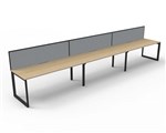 RAPID INFINITY DELUXE 3 PERSON LOOP LEG SINGLE SIDED WORKSTATION 1500 X 750 X 730MM GREY SCREEN NATURAL OAK TOP BLACK FRAME