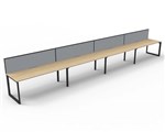 RAPID INFINITY DELUXE 4 PERSON LOOP LEG SINGLE SIDED WORKSTATION 1500 X 750 X 730MM GREY SCREEN NATURAL OAK TOP BLACK FRAME