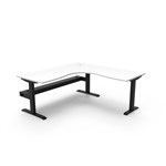 RAPIDLINE BOOST STATIC CORNER WORKSTATION WITH CABLE TRAY 1800 X 1800MM NATURAL WHITE TOP  BLACK FRAME