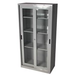 STEELCO GLASS SLIDING DOOR CUPBOARD 3 SHELVES 1830 X 914 X 465MM GRAPHITE RIPPLE