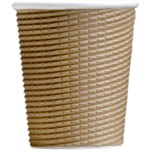 HUHTAMAKI TRIPLE WALL CORRUGATED COFFEE CUP 4OZ NATURAL BROWN PACK 25