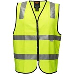 PRIME MOVER MZ102 HIVIS VEST ZIPPER CLOSURE REFLECTIVE TAPE YELLOW MEDIUM