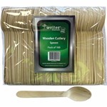 WRITER BREAKROOM ECO WOODEN CUTLERY SPOON 160MM NATURAL PACK 100