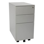 STEELCO SLIMLINE MOBILE PEDESTAL BBF 615 X 300 X 500MM SILVER SATIN