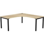 OLG AXIS SINGLE SIDED 90 DEGREE WORKSTATION LEFT HAND RETURN 1800 X 1800 X 750MM BLACK FRAME NEW OAK TOP