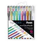 PENTEL K110 HYBRID DUAL METALLIC GEL INK PEN 10MM NEW ASSORTED COLOURS PACK 10