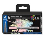 STAEDTLER PIGMENT BRUSH PEN 371 PASTEL COLOURS PACK 6