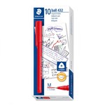 STAEDTLER 432 TRIANGULAR BALLPOINT STICK PEN MEDIUM RED BOX 10
