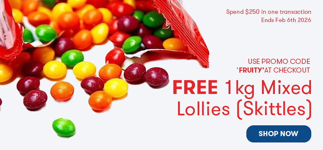 FREE 1kg Mixed Lollies (Skittles)